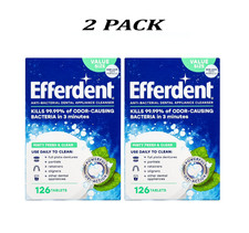  2 Pack Efferdent Denture  Retainer Cleaner Tablets, Mint, 126 Count.