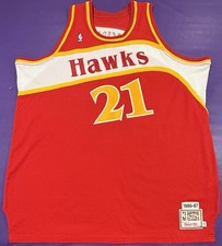 Authentic Dominique Wilkins #21 Mitchell & Ness 1986-87 Atlanta Hawks Jersey 52