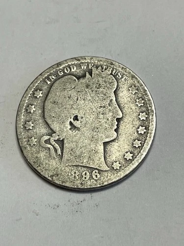 1896 O Barber Silver Quarter Good