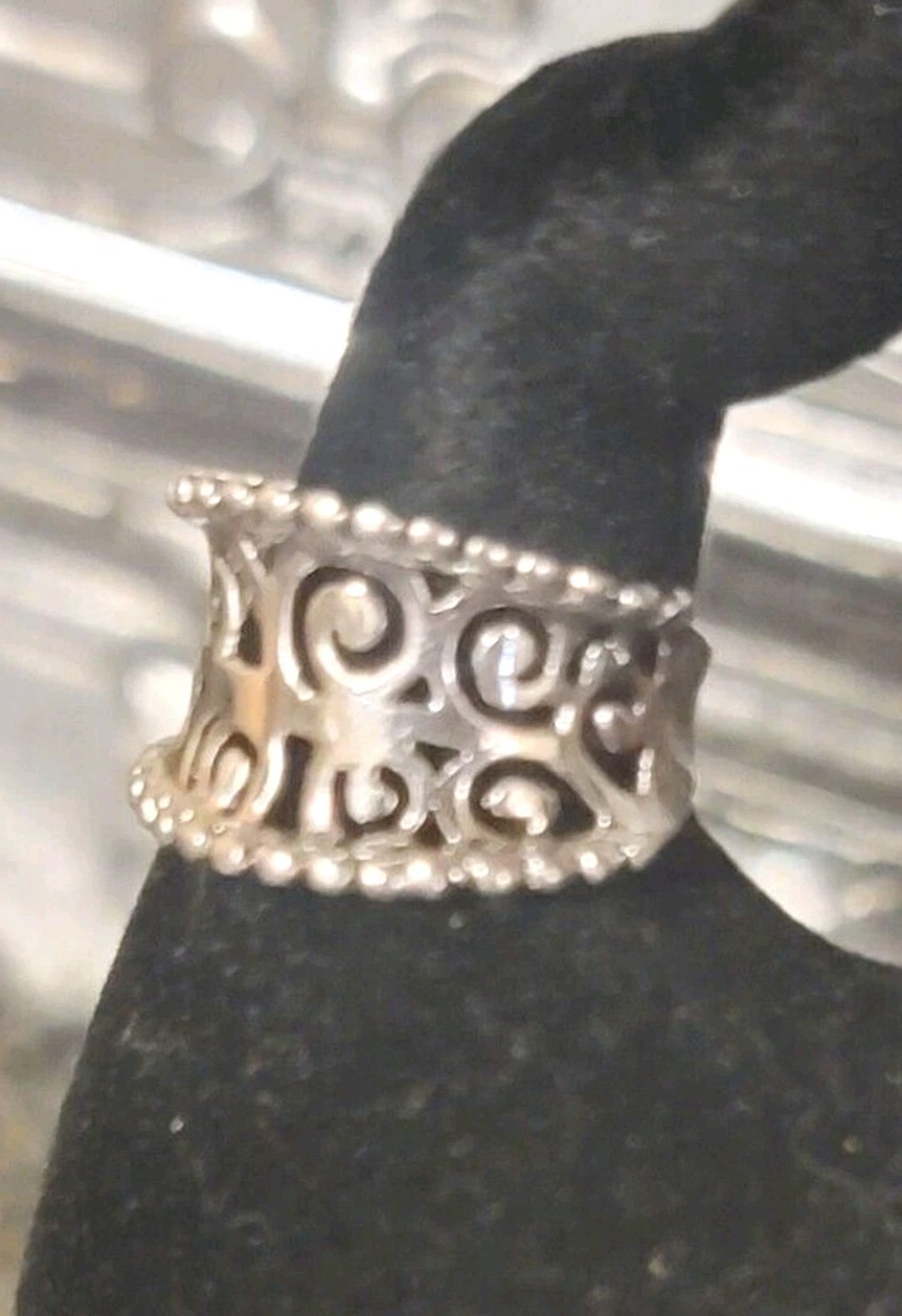 Open Scroll cut-out pattern Sterling Silver 925 R… - image 4