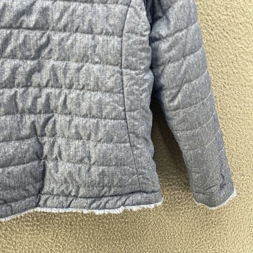 North Face Mossbud Jacket Girls 7/8 Blue Sherpa Lined Fluffy Reversible Full Zip - Picture 13 of 19