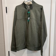 NWT Orvis Signature Fleece Pullover Men  s XL Sweatshirt Olive Green 1/4 Zip Mock