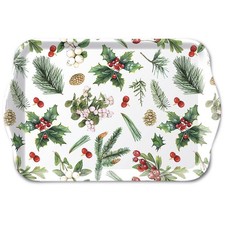 Weihnachten &ndash; Tray Melamine &ndash; Tablett &ndash; Format: 13 x 21 cm &ndash;  Winter greenery wh