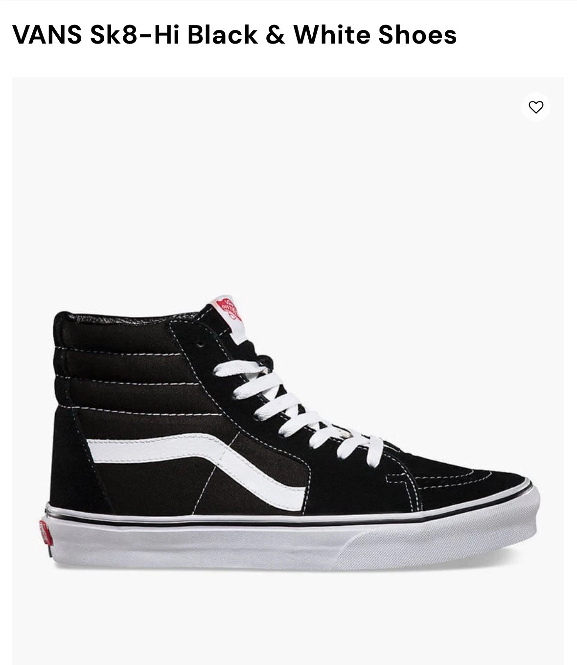 Scarpe VANS Sk8 Hi bianco e nero 5 5 uomo 7 donna "