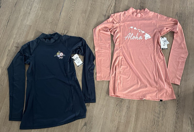 Rip Curl Teen LG/14 Surf Long Sleeve Surf Swim Rash Guard UPF 50+ Set of 2 NWT