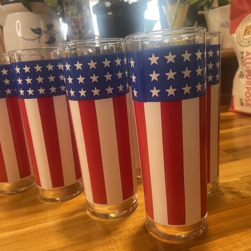 Vintage Set 8 Libbey Sterne und Streifen Gläser Becher Fourth Of July Patriotisch USA - Bild 4 von 8