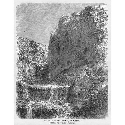 ALGERIA The Falls of the Rummel - Antique Print 1859
