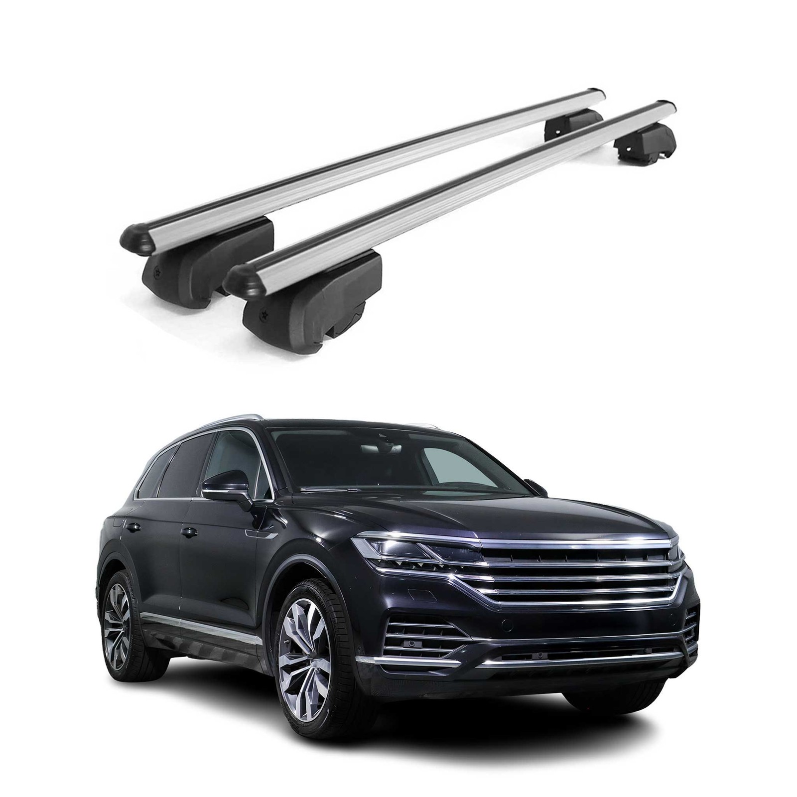 Barres de toit en alu design gris aérodynamique Volkswagen Touareg 2020