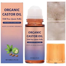 Organic Golden Castor Oil Rose Quartz Roller, Organic Golden Castor Oil for Skin