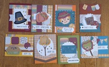 Set of 8 interactive Fall Autumn Thanksgiving handmade shaker greeting cards