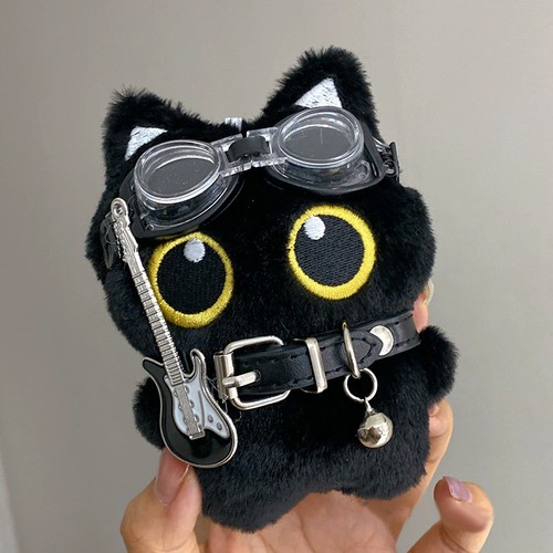 Cute Cartoon Plush Black Cat Keychain Sunglasses Stuffed Toys Bag Pendant Gi-wa - Picture 3 of 10