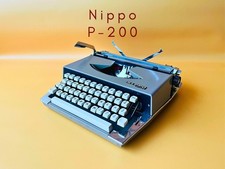 Working Typewriter Nippo P-200 Beige Typewriter with Case Manual Typewriter Gift thumbnail