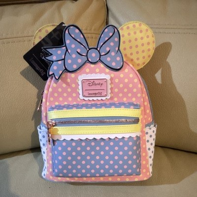 Loungefly Disney Minnie Mouse Polka Dot Mini Backpack Pink Blue Yellow White