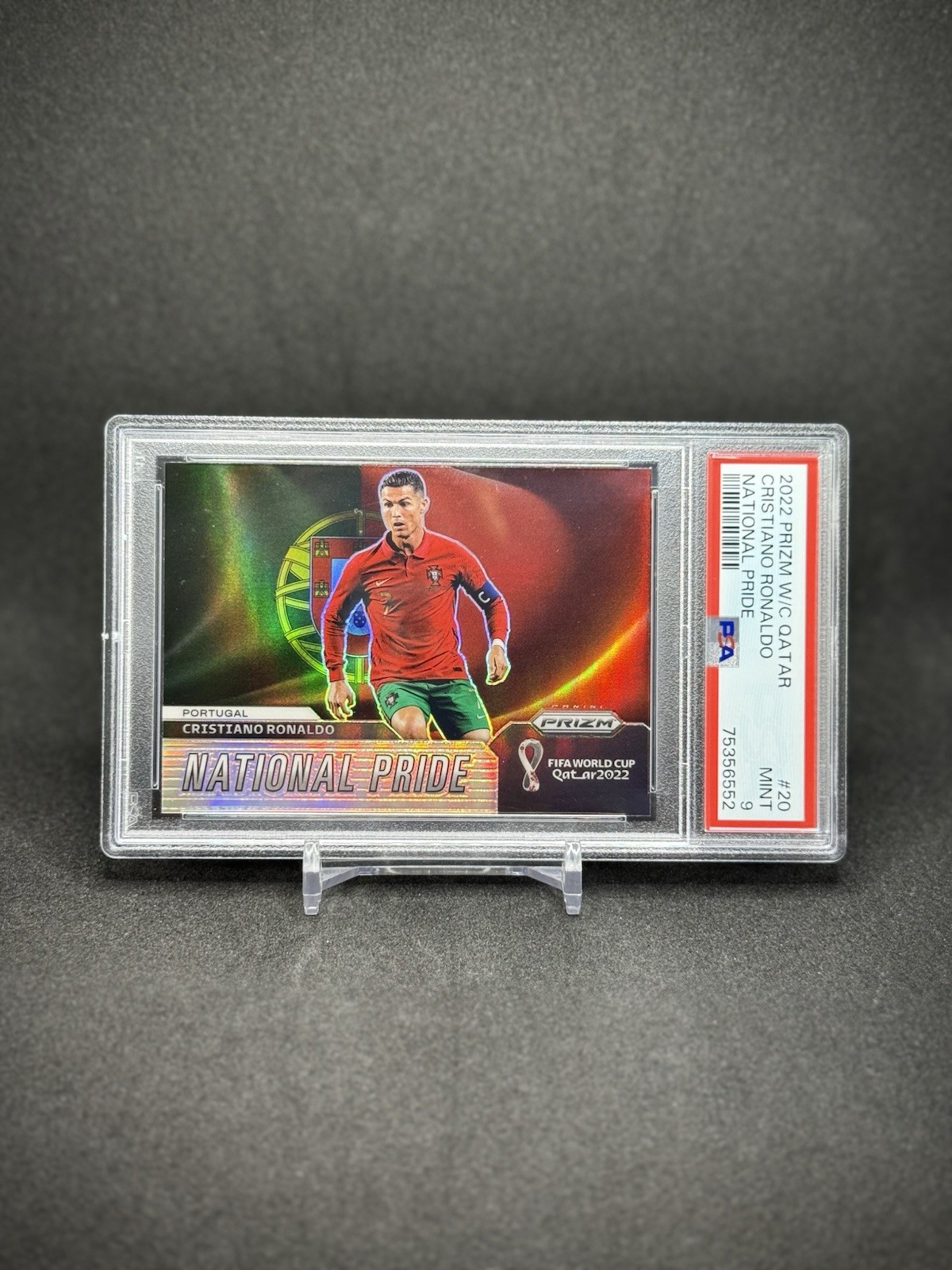 Cristiano Ronaldo 2022 Prizm World Cup National Pride Case Hit Insert PSA 9