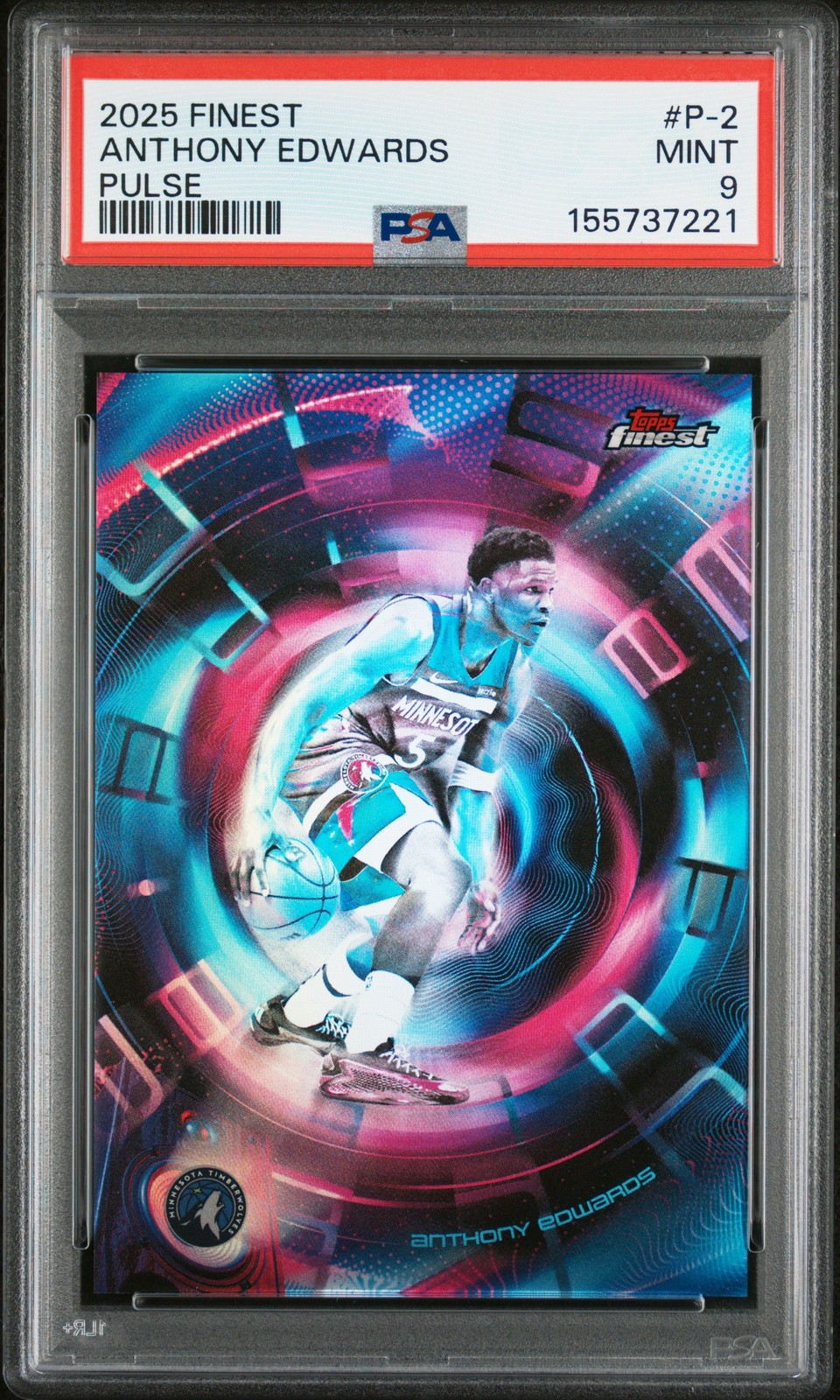 2025 TOPPS FINEST PULSE #P-2 ANTHONY EDWARDS PSA 9
