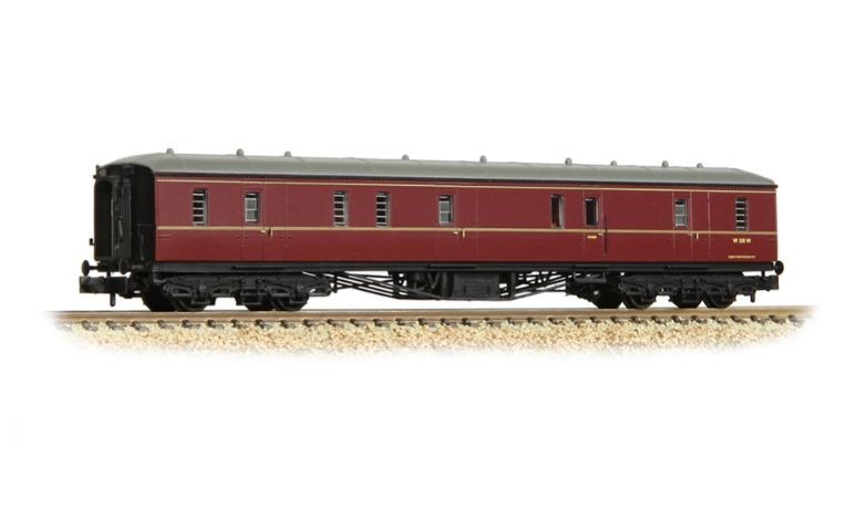 Graham Farish 374-586A BR Hawksworth Full Brake Coach Maroon - N GAUGE