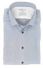 Marvelis Mens Easy To Wear Shirt Modern Fit Kent Collared Long Sleeve Stretch Striped
