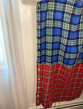 Nasty Gal Plaid Pencil Midi Dress S/M Sleeveless V-Neck Button Blue Red Green