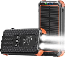 Solar Portable Charger Power Bank:46800mAh Phone Powered Battery Pack Orange 