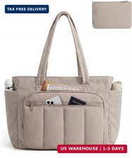 BAGSMART Tote Bag for Women, 2 Set Tote Bag with Zipper, Quilted Nurse Handbags