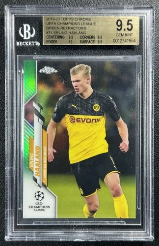 ERLING HAALAND BGS 9.5 2019 TOPPS CHROME UCL #74 ROOKIE GREEN REFRACTOR RC 4/99