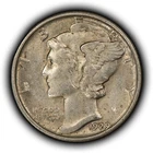 1929 10c Mercury Silver Dime - AU - SKU-Z6788