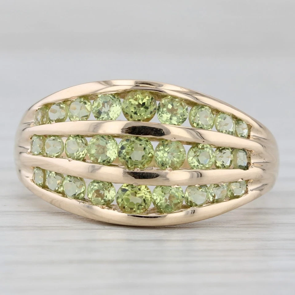 Anillo de peridoto verde de 2 quilates de oro amarillo de 14 k talla 10 Foto 2 de 4