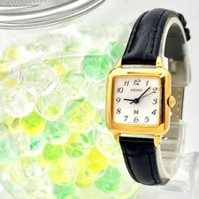Brand new Battery SEIKO NOIE Ladies Wristwatch Gold Square 1F21 5020 4D0437 Bran