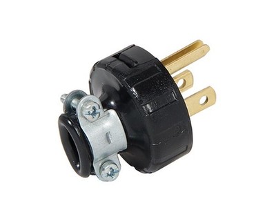 B&P Lamp  Black 3 Wire Grounding Plug for SVT Wire