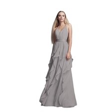 white by Vera Wang gray halter neck gown bridesmaid dress