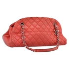 CHANEL Matelasse Chain Shoulder Bag Grained Calf Skin Orange Silver CC Auth ...