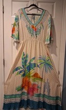Johny Was Tami Maxi Slip Short Sleeve Dress Melissa Size XL Multicolor 