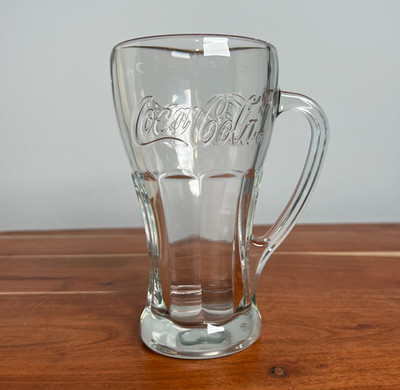 Vintage Coca Cola Glass with Handle 16 oz 6-in H Classic Embossed Logo