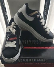 Image of Sketchers Street Los Angels Women Trainers Size 4 (37) Black/White BNWB
