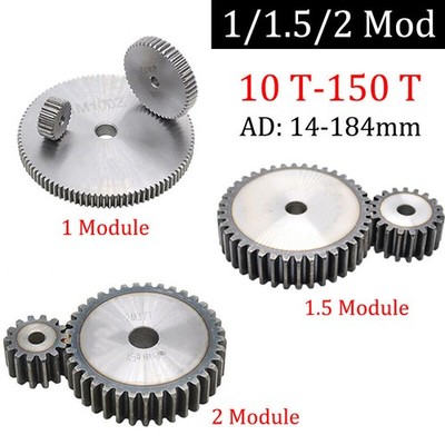 Modul 1/1.5/2 Zahnrad Stirnräder 10-150 Zähne Dicke 10/15/20mm C45 Stahlzahnrad