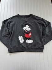 Disney Mickey Mouse Sweatshirt M Gray Women s Pullover Cartoon Graphic