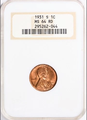 1931-S Lincoln Cent NGC MS-64 RD