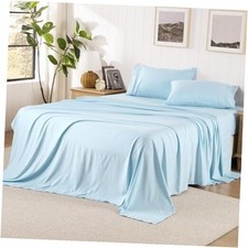 Sheets Sheet Set, Pre-Washed Brushed Cotton-Like Microfiber, 3 Twin Baby Blue
