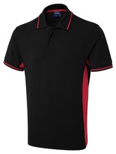 Image of Men's Tipped Collar Polo Shirt Black & Red Size XS- 4XL Sports Academy T-Shirt