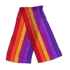 Vintage Oscar de la Renta silk scarf sheer rainbow stripe colorblock mod 60s 70s