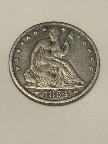 1854-O SEATED LIBERTY SILVER HALF DOLLAR w Arrows Rare New Orleans Mint 🔥