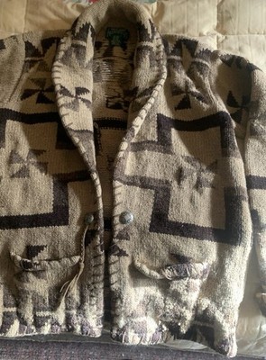 Ralph Lauren Country Manji Cardigan Pinwheel Wool Silk Sz L Vintage