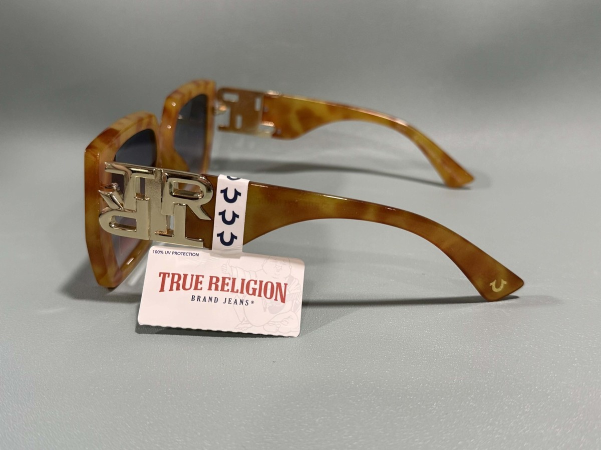 New Original TRUE RELIGION Square Sunglasses Tinted / Gold Accent