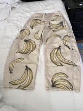 Free People printed barrel jeans, bananas