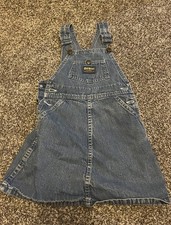 Vintage OshKosh B'Gosh Vestbak Overall Dress Denim Jumper 5/6 Made in USA 90s