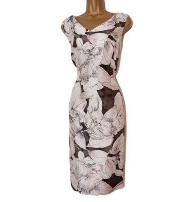 Jacques Vert dress size 18 Pink brown floral Cruise Mother Of The Bride Wedding