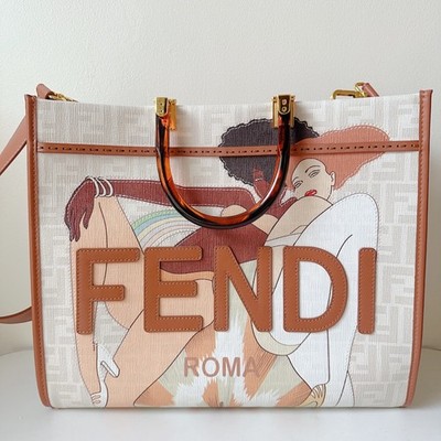 FENDI Sunshine Shopper Medium Tote Bikini Girls Print Limited Rare