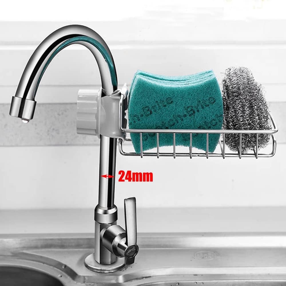 Clip On Sink Caddy Organizer Stainless Steel Faucet Hanging Sponge Rack