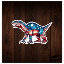 Dinosaur American Flag - Vinyl Decal Sticker - Car Window Laptop - ebn9372