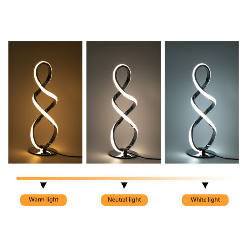 Desktop Corded Bedside Lamp, LED Table Lamp for Bedroom Spiral Table Lamp